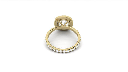 Cushion Halo Pavé Diamond Engagement Ring - Moissanite Engagement Rings