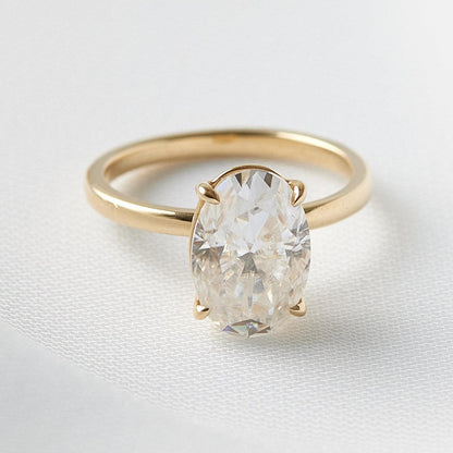 4.5 carat Oval Solitaire Moissanite Engagement Ring - Moissanite Engagement Rings
