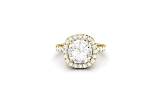 Cushion Cut With Halo And Full Pavé Diamond Ring