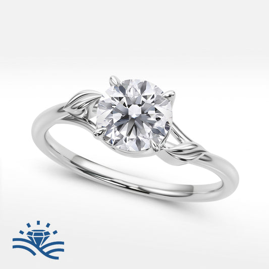 Round Solitaire Twist Band Moissanite Engagement Ring