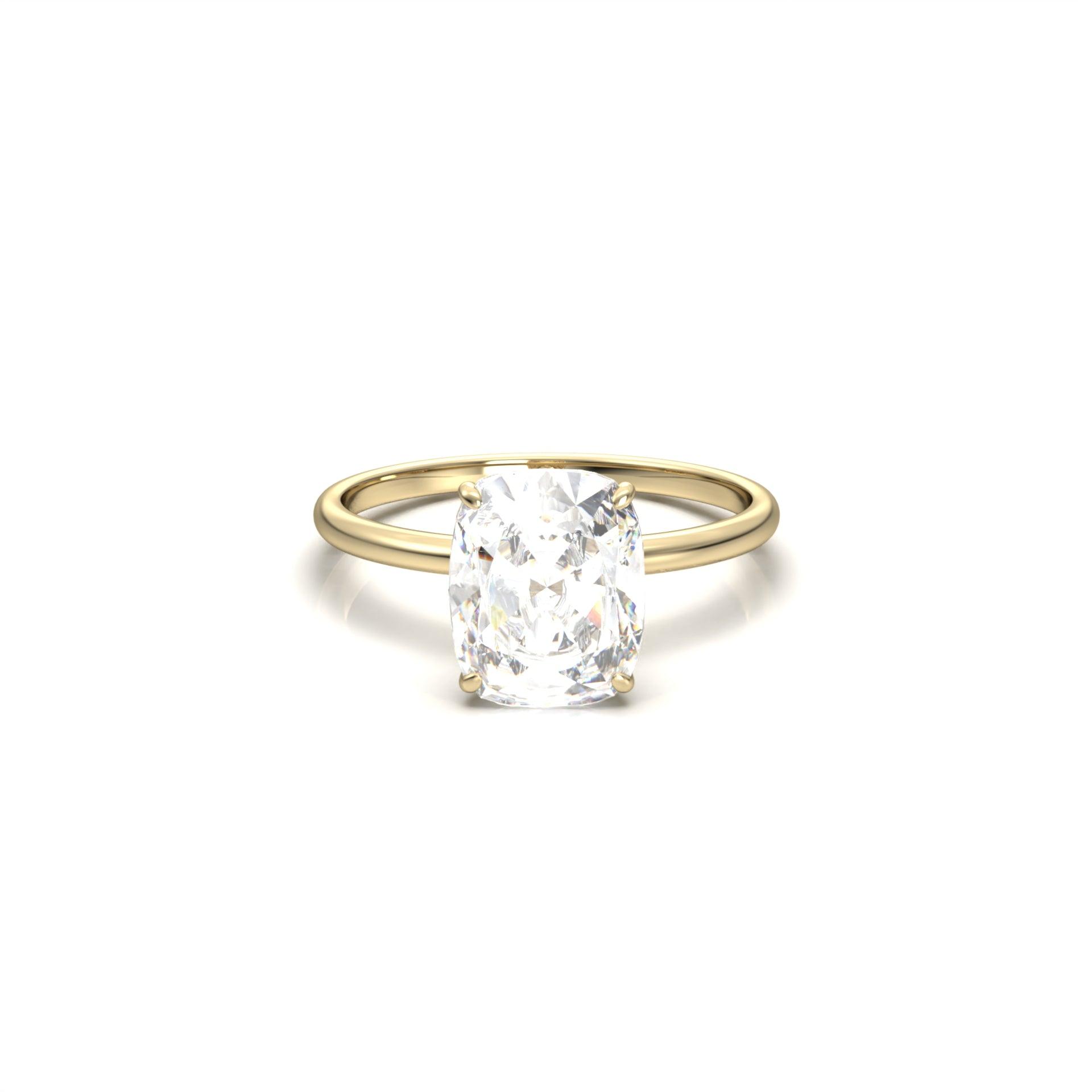 Elongated cushion cut with hidden outlet halo