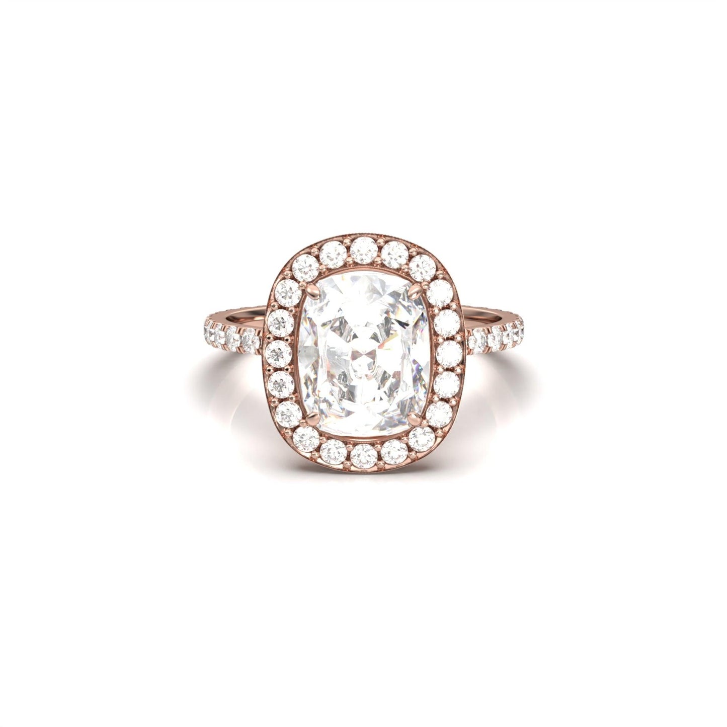 Cushion With Hidden Halo and Full Pavé Engagement Ring - moissaniteengagementrings