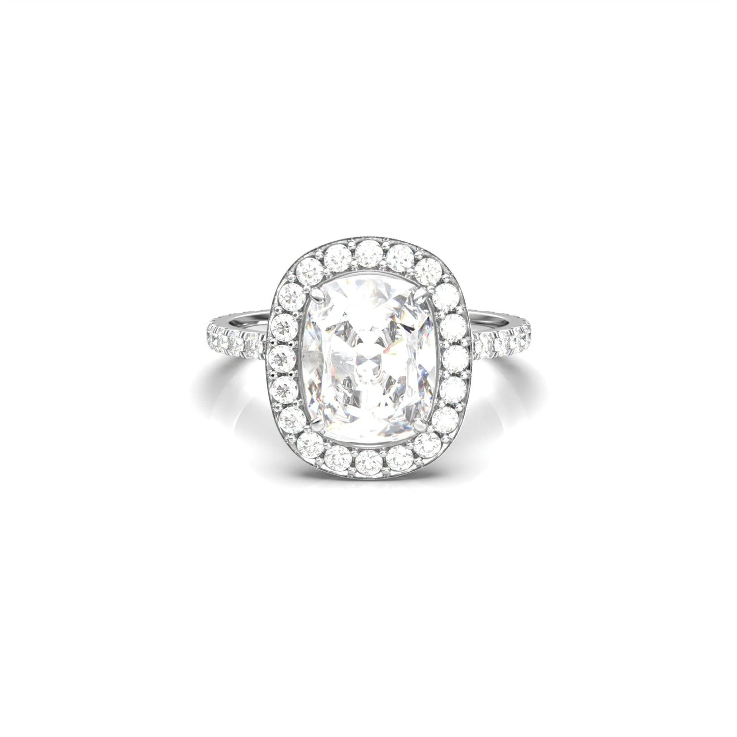Cushion With Hidden Halo and Full Pavé Engagement Ring - moissaniteengagementrings