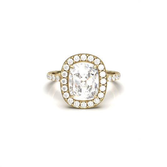 Cushion With Hidden Halo and Full Pavé Engagement Ring - moissaniteengagementrings