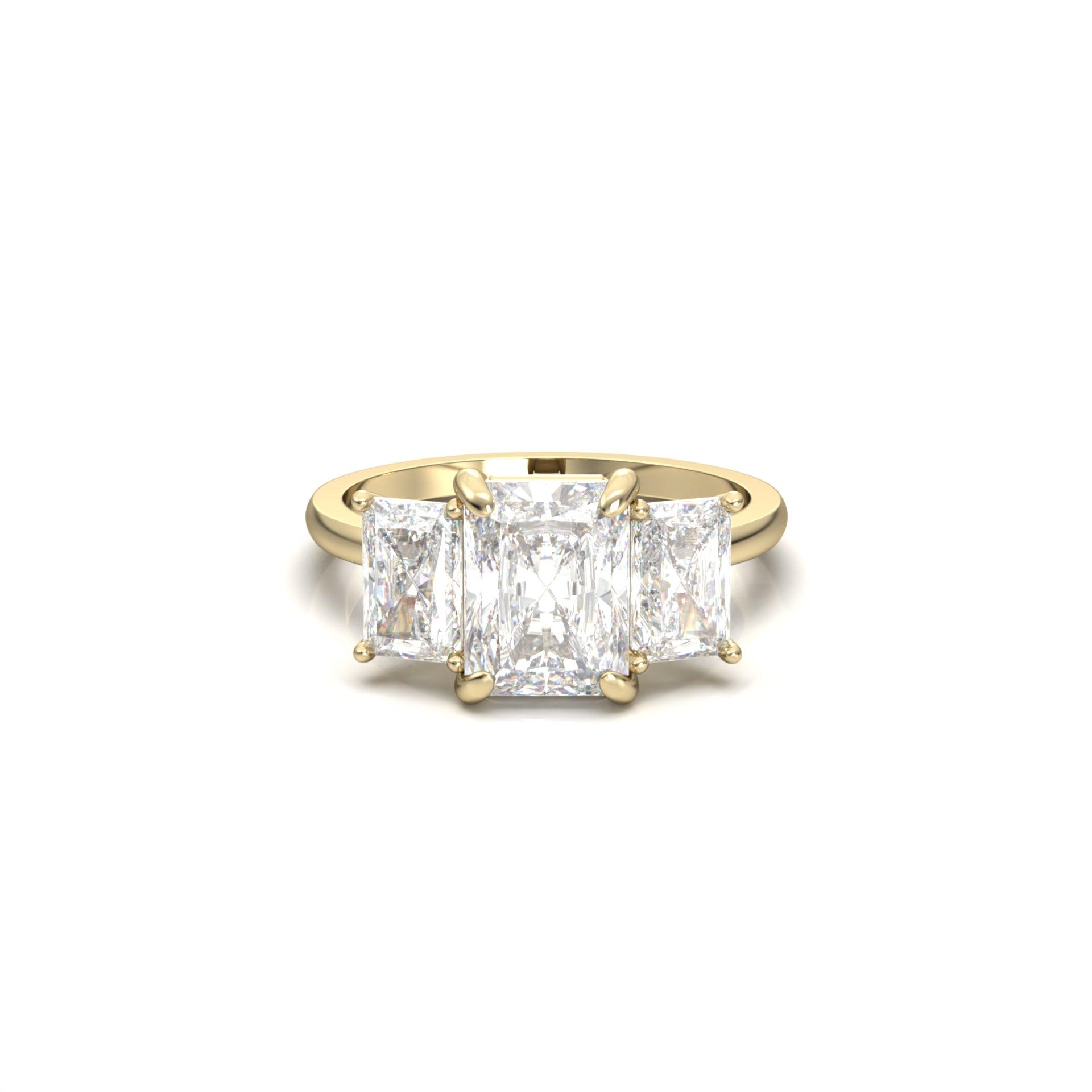 Radiant Cut Trilogy Moissanite Engagement Ring - moissaniteengagementrings