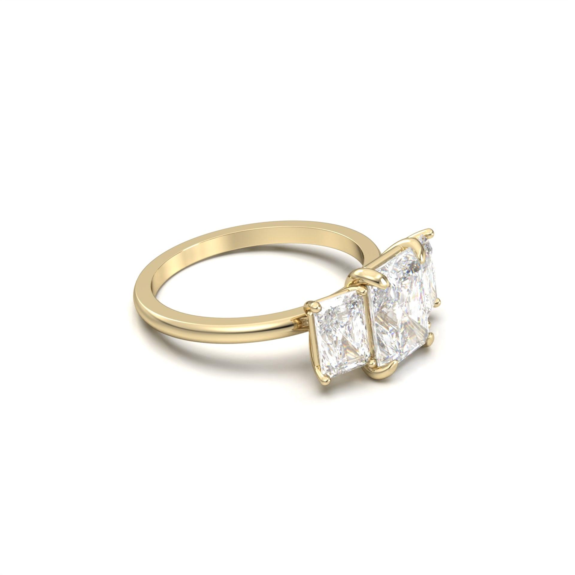 Radiant Cut Trilogy Moissanite Engagement Ring - moissaniteengagementrings