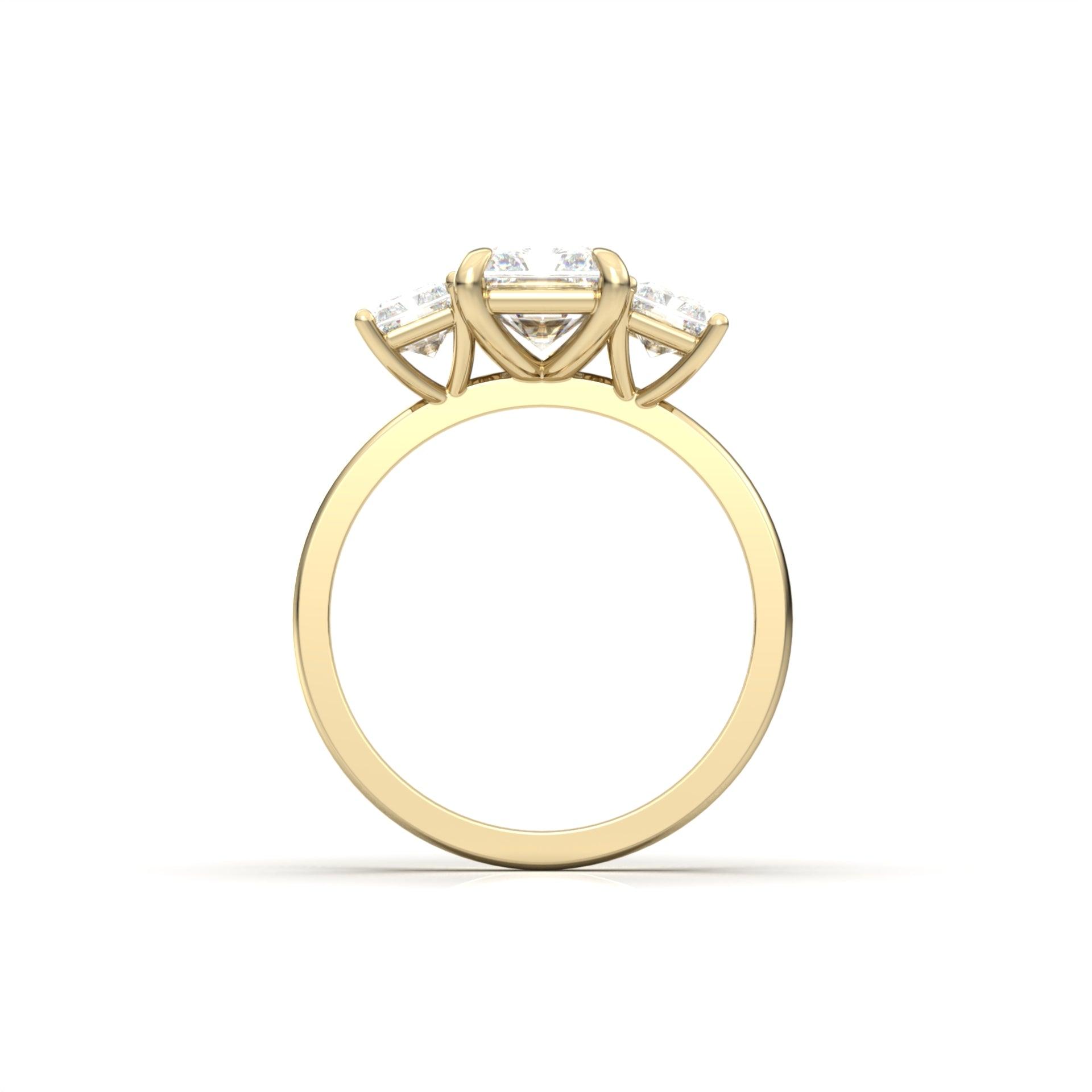 Radiant Cut Trilogy Moissanite Engagement Ring - moissaniteengagementrings