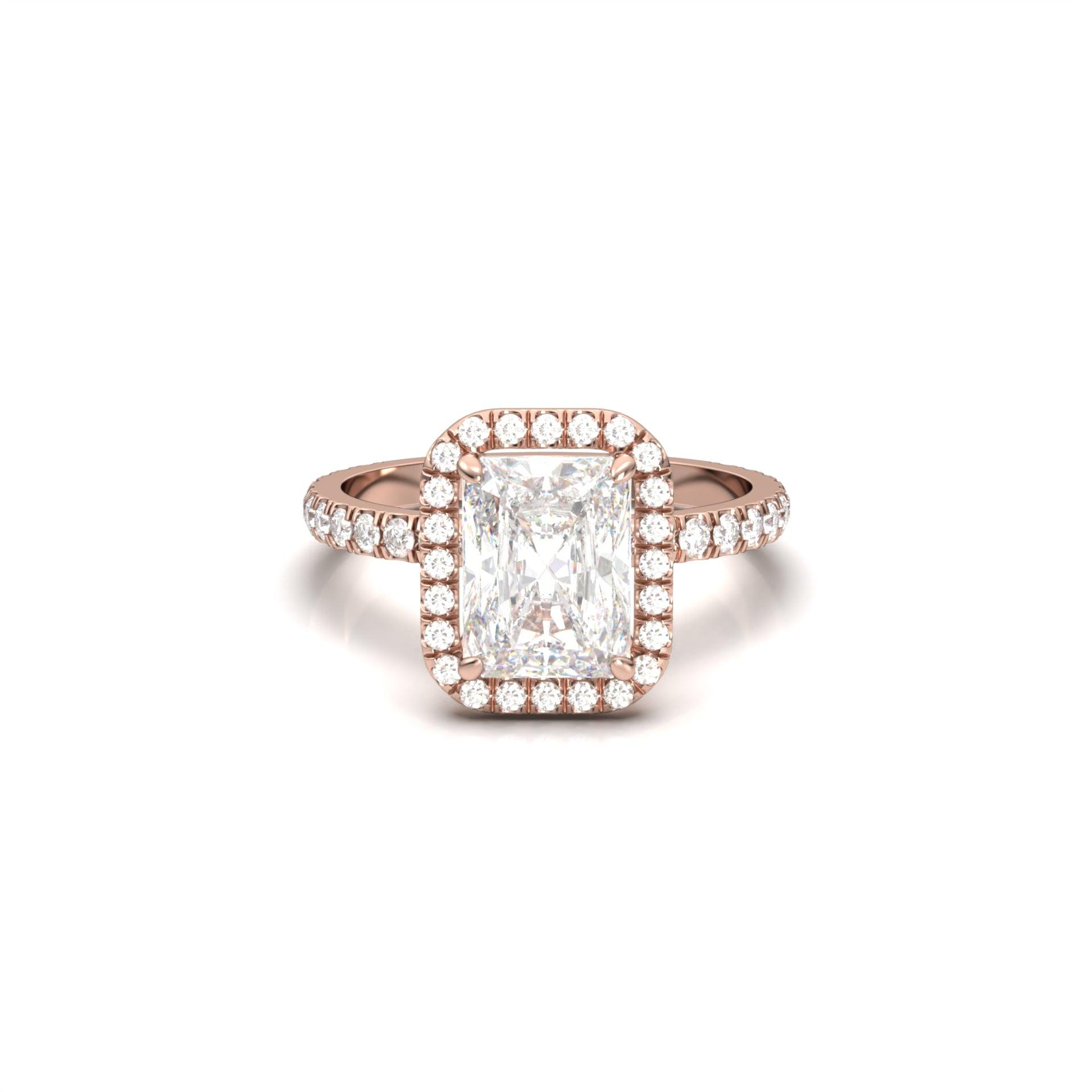 Radiant Cut With Halo And Half Pavé - moissaniteengagementrings