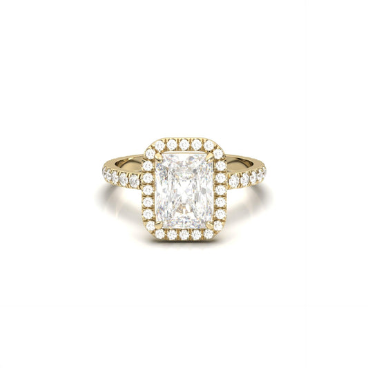 Radiant Cut With Halo And Half Pavé - moissaniteengagementrings