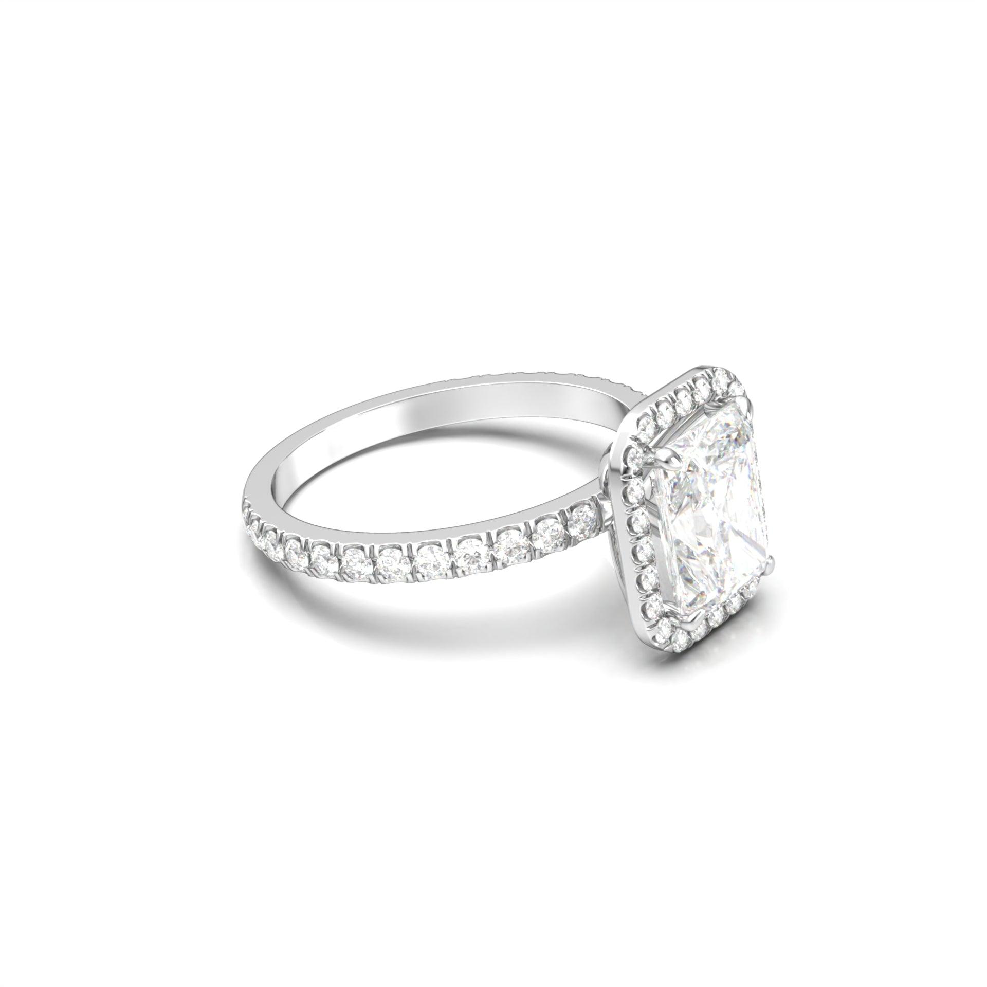 Radiant Cut With Halo And Half Pavé - moissaniteengagementrings