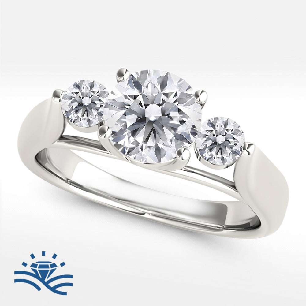 Round Trilogy Moissanite Engagement Ring