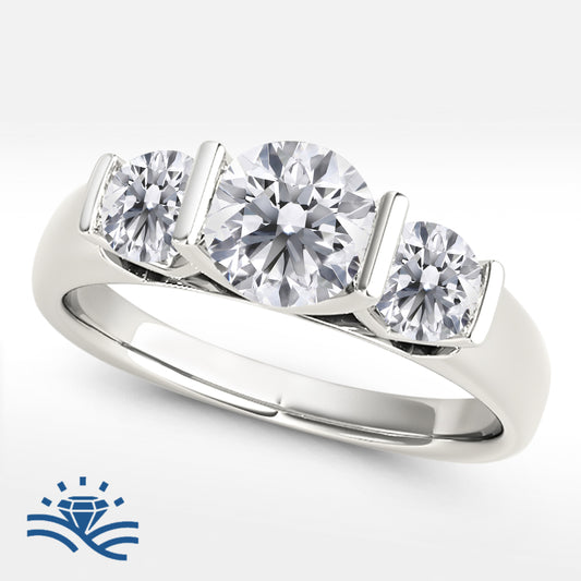 Round Trilogy Moissanite Engagement Ring