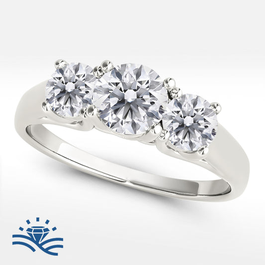 Round Trilogy Moissanite Engagement Ring