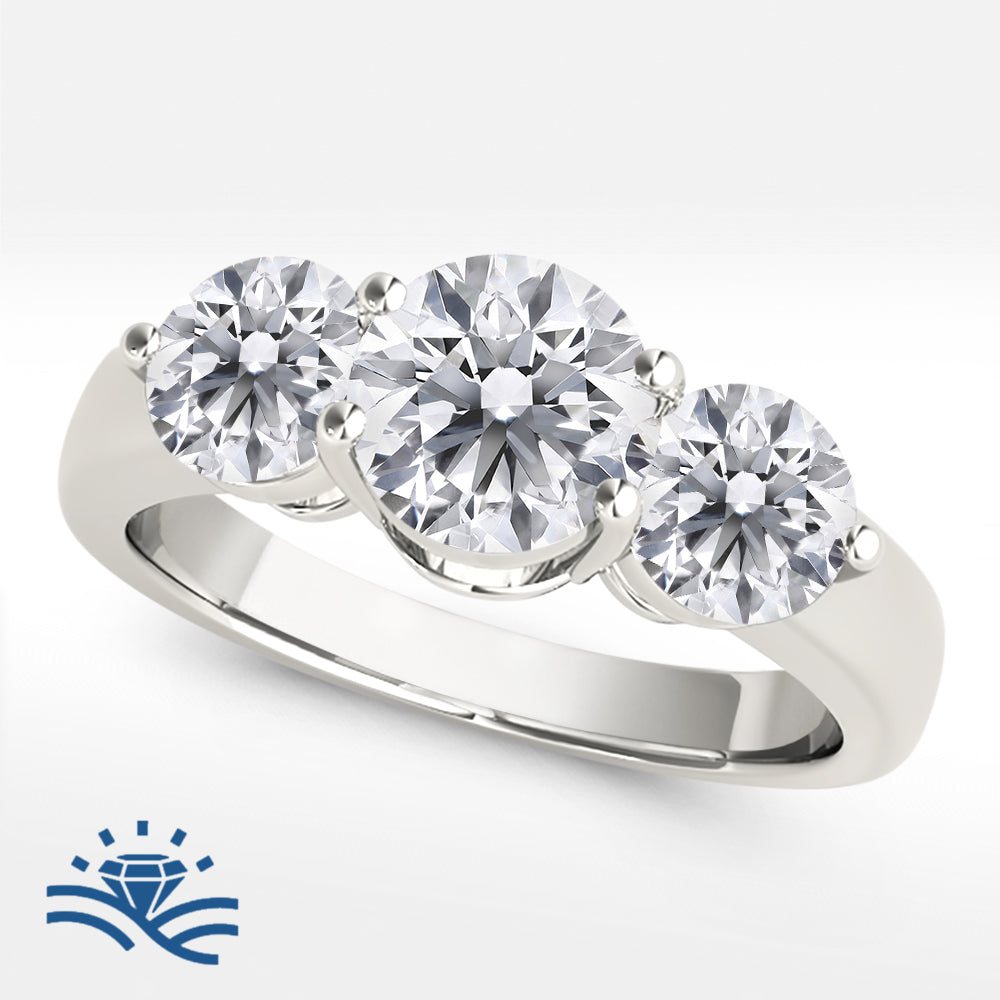 Round Trilogy Moissanite Engagement Ring