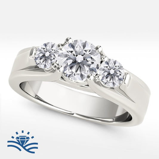 Round Trilogy Moissanite Engagement Ring