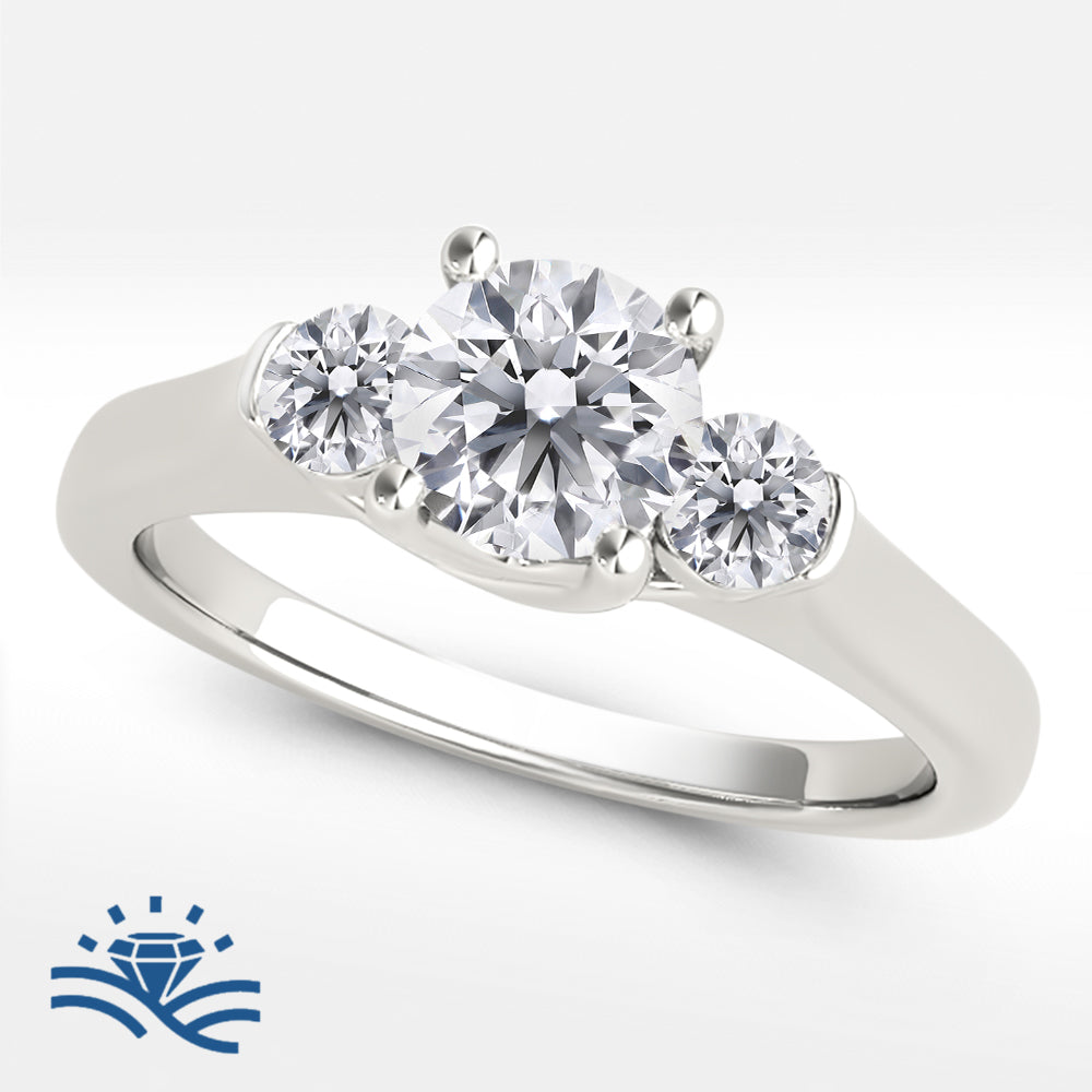 Round Trilogy Moissanite Engagement Ring