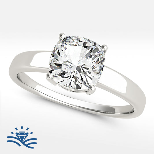 Cushion Solitaire Moissanite Engagement Ring