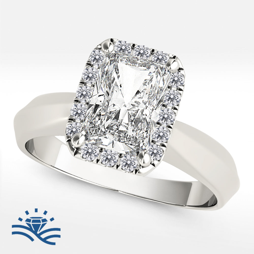 Radiant Halo Solitaire Moissanite Engagement Ring