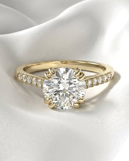 Aria: Round Hidden Halo Cathedral Moissanite Engagement Ring