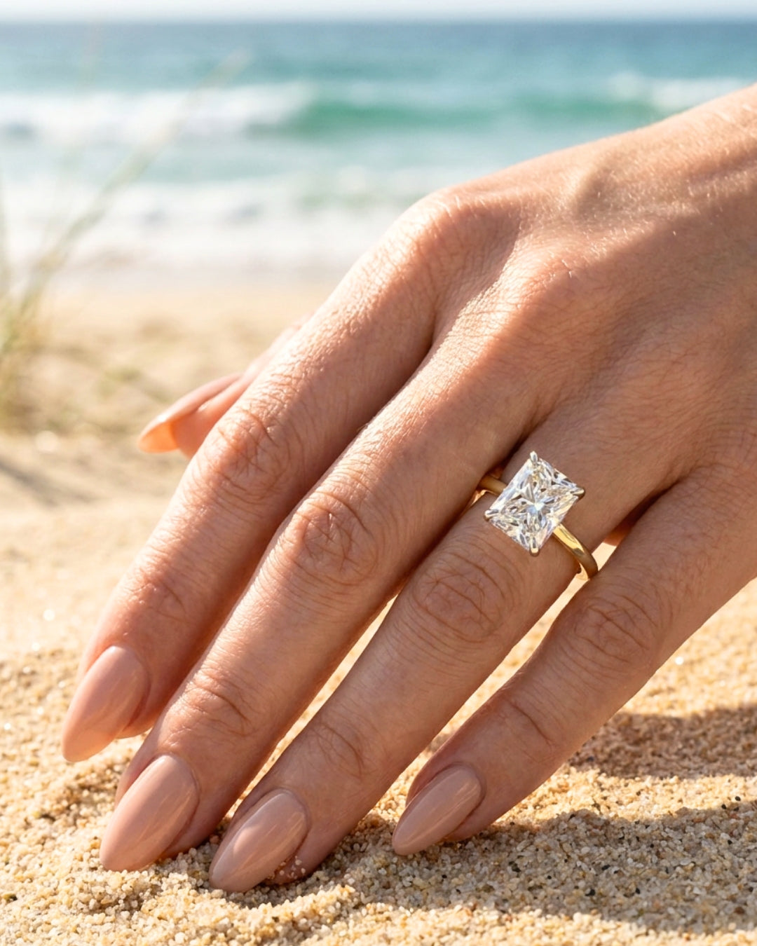 Astrid: Radiant Hidden Halo Moissanite Engagement Ring
