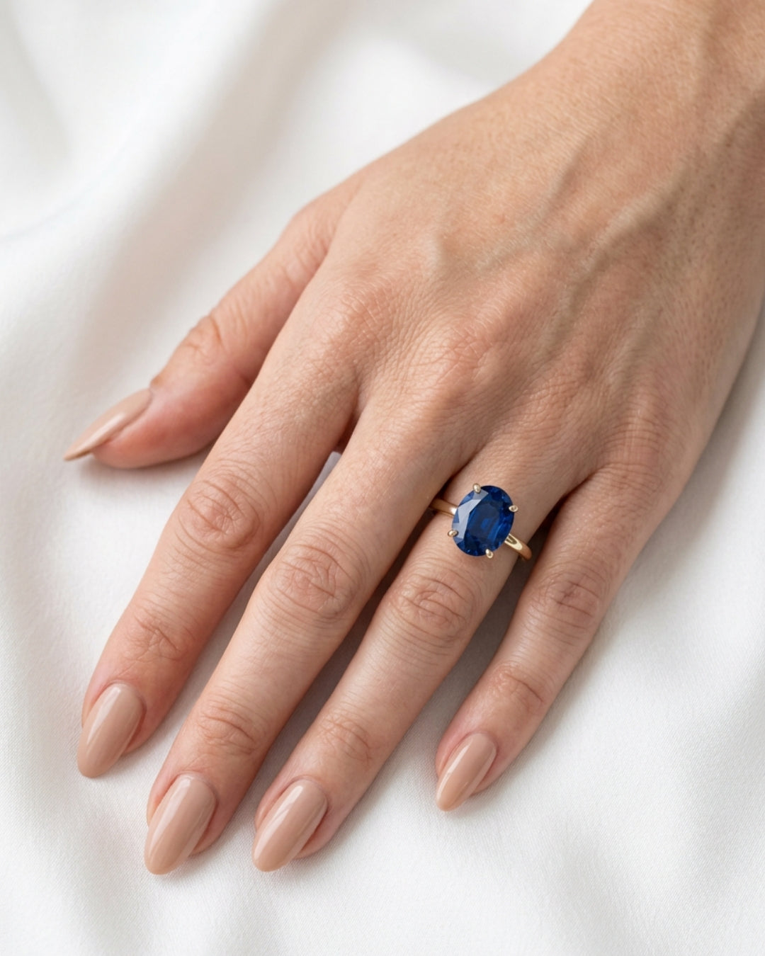 Aurora - Oval Solitaire Blue Diamond Engagement Ring