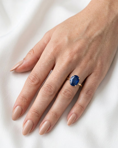Aurora - Oval Solitaire Blue Diamond Engagement Ring