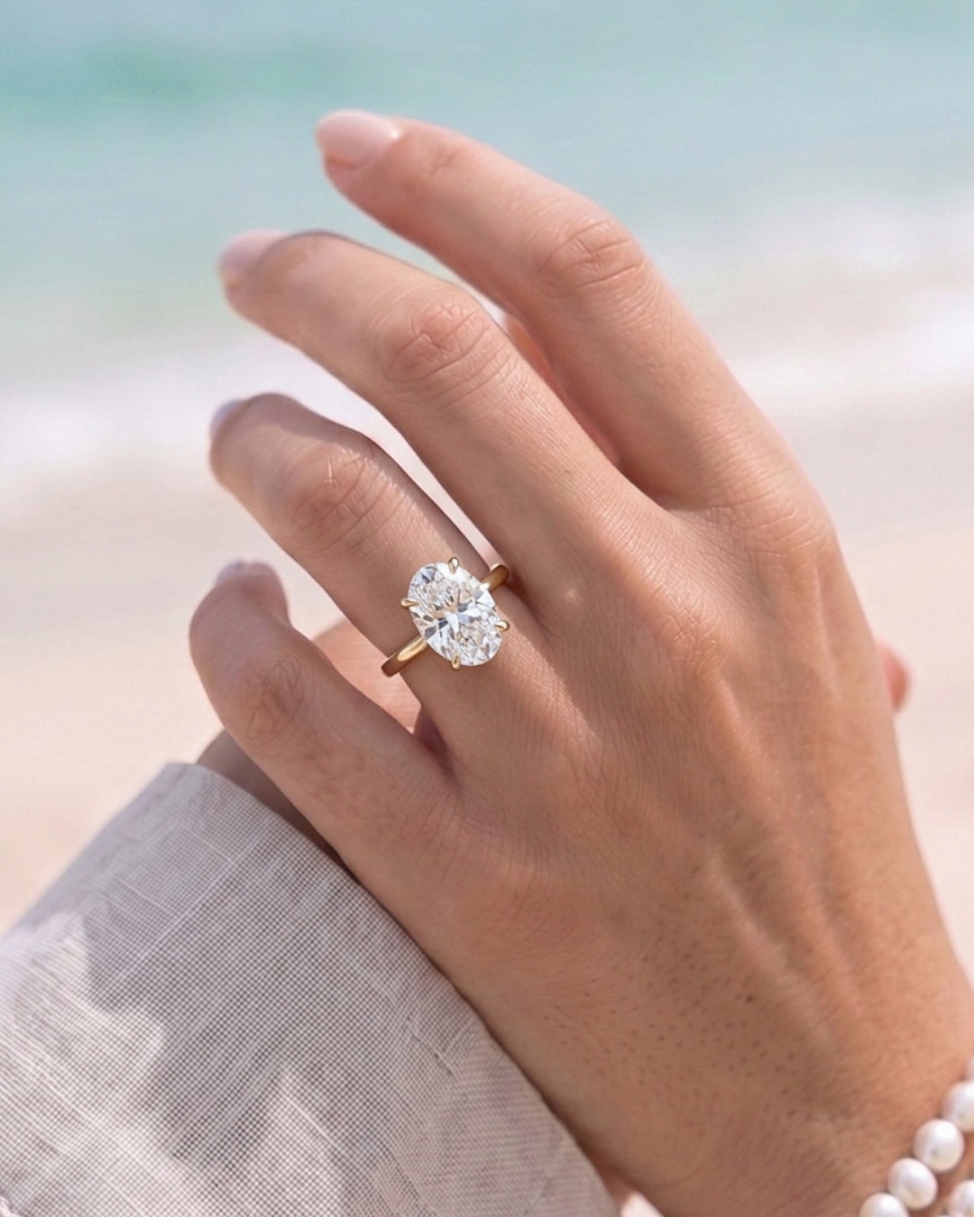 Aurora: Oval Solitaire Moissanite Engagement Ring