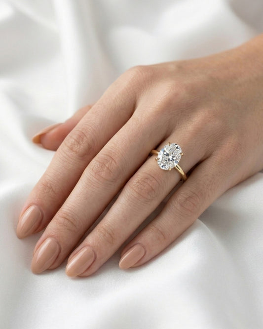 Aurora: Oval Solitaire Moissanite Engagement Ring