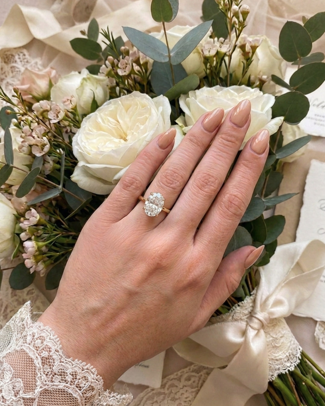Aurora: Oval Solitaire Moissanite Engagement Ring