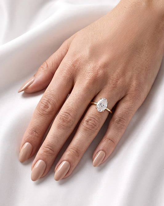 Aurora: Oval Solitaire Moissanite Engagement Ring