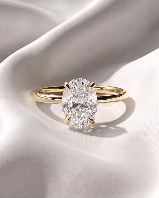 Aurora: Oval Solitaire Moissanite Engagement Ring