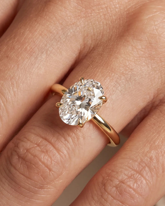 Aurora: Oval Solitaire Moissanite Engagement Ring
