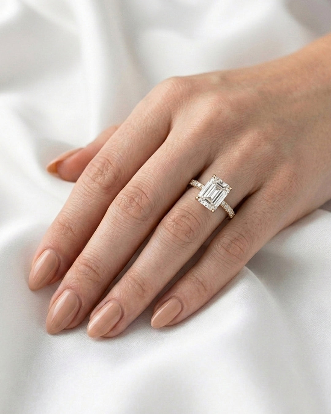 Avery: Emerald Hidden Halo Full Pavé Diamond Ring