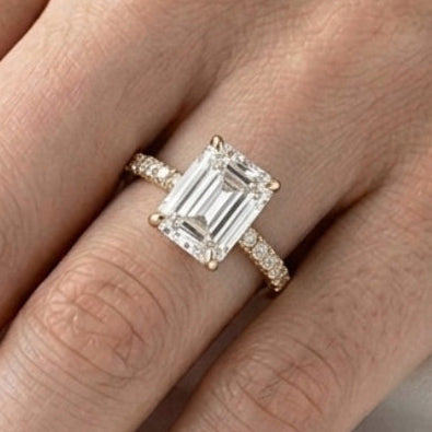 Avery: Emerald Hidden Halo Full Pavé Diamond Ring