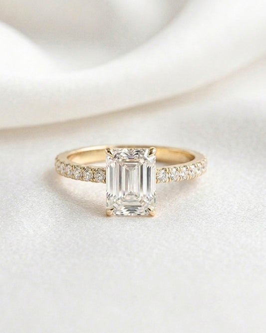 Avery: Emerald Hidden Halo Full Pavé Diamond Ring
