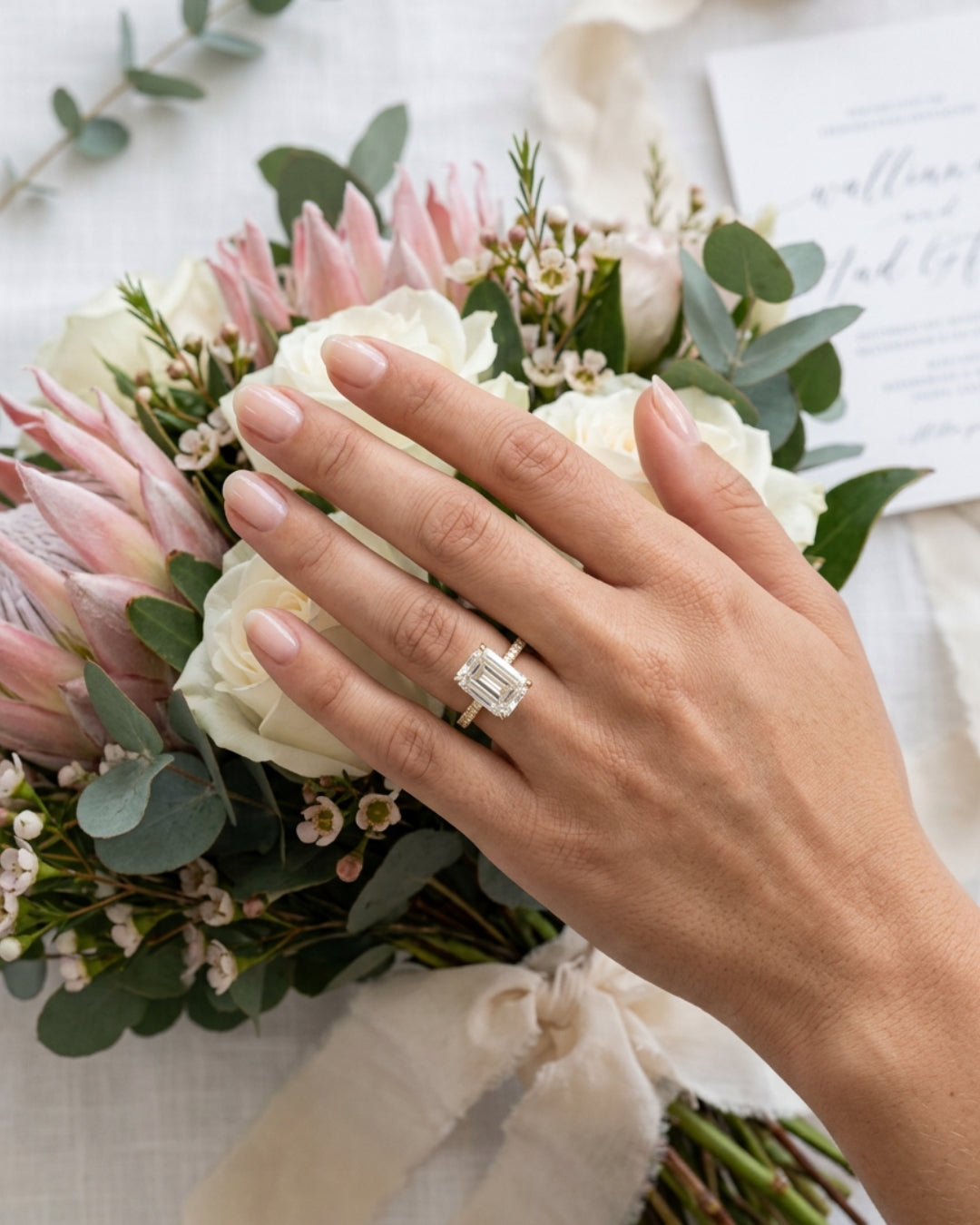 Avery: Emerald Hidden Halo Full Pavé Diamond Ring