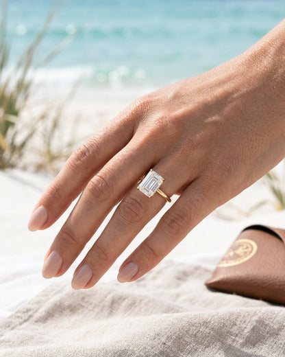 Avery: Emerald Hidden Halo Diamond Engagement Ring