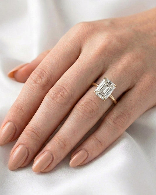 Avery: Emerald Hidden Halo Moissanite Engagement Ring