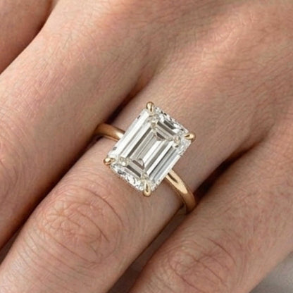 Avery: Emerald Hidden Halo Diamond Engagement Ring