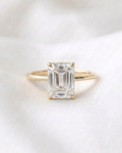 Avery: Emerald Hidden Halo Diamond Engagement Ring