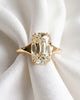 Blanche: Elongated Cushion Antique Cut Tapered Band Moissanite Engagement Ring