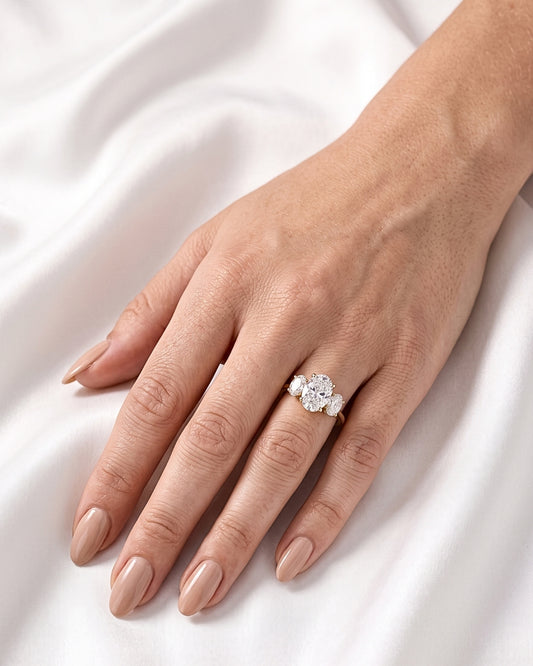 Bonnie: Oval Trilogy Oval Setting Moissanite Engagement Ring