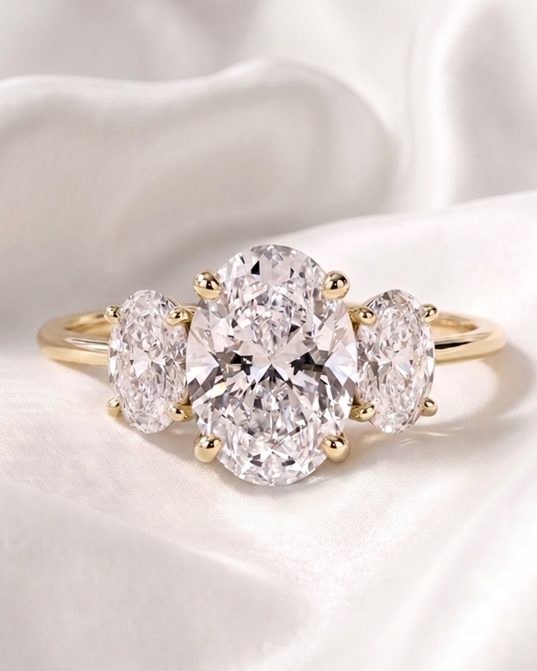Bonnie - Oval Trilogy Oval Setting Diamond Engagement Ring - Moissanite Engagement Rings