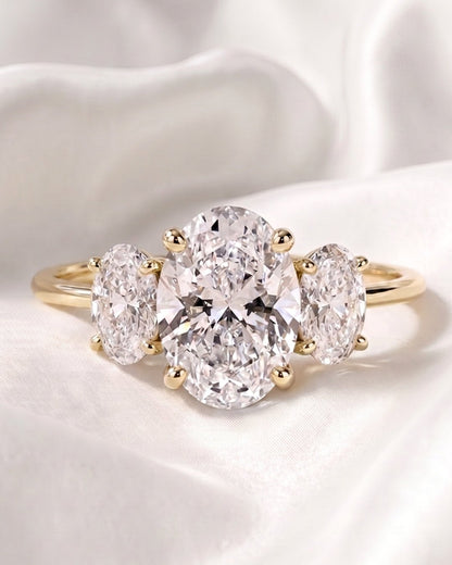 Bonnie - Oval Trilogy Oval Setting Diamond Engagement Ring - Moissanite Engagement Rings