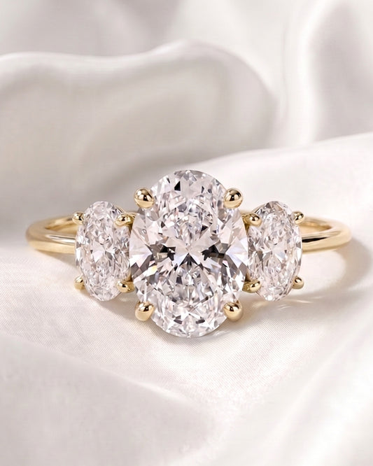 Bonnie: Oval Trilogy Oval Setting Moissanite Engagement Ring