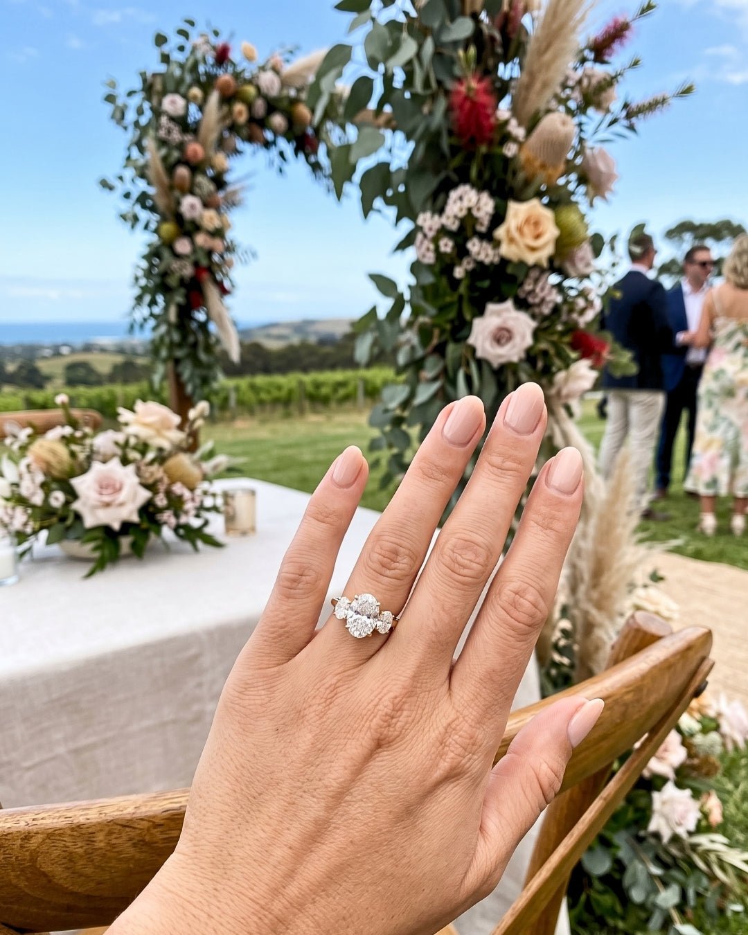 Bonnie - Oval Trilogy Oval Setting Diamond Engagement Ring - Moissanite Engagement Rings