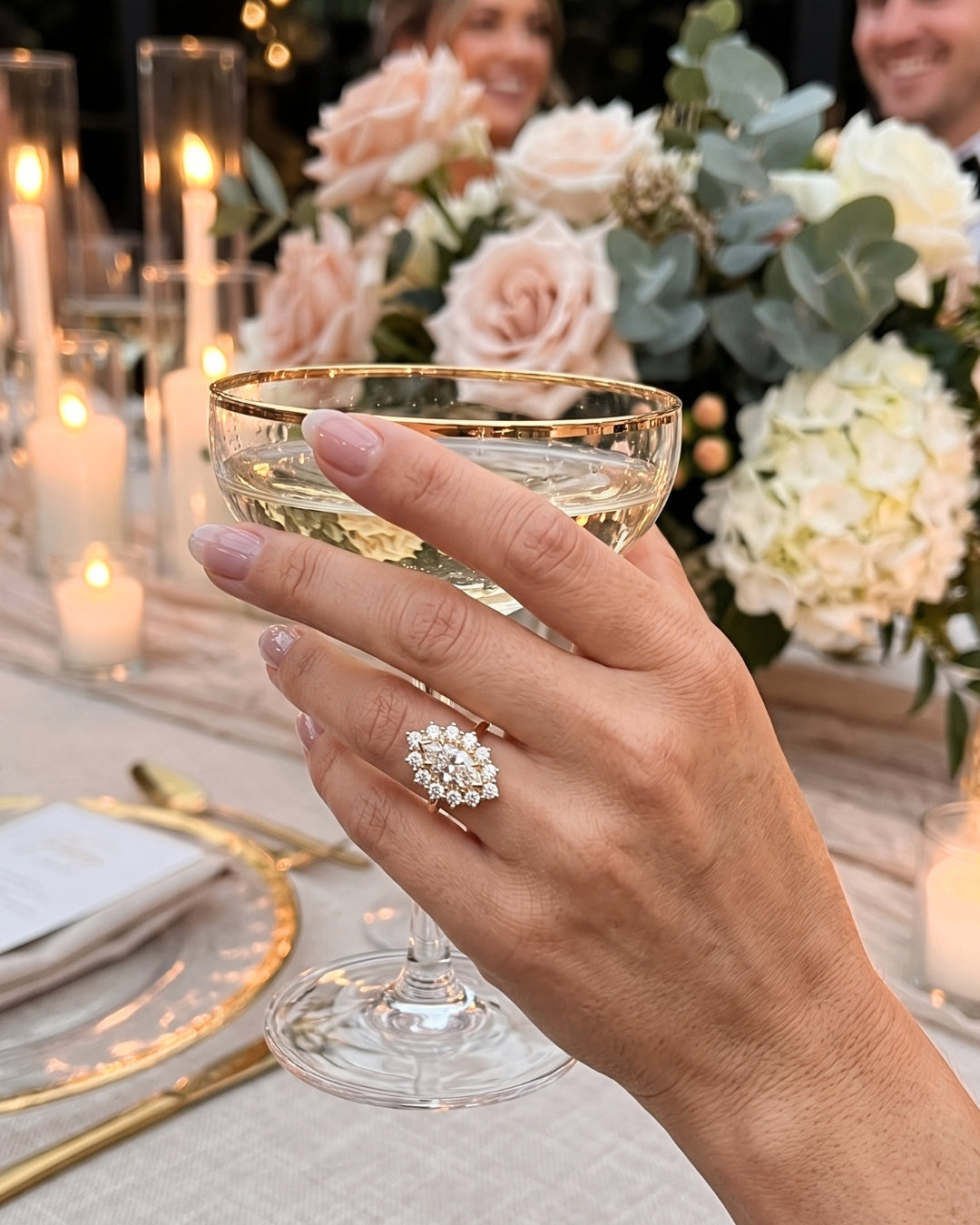 Brielle: Marquise Halo Cluster Moissanite Engagement Ring