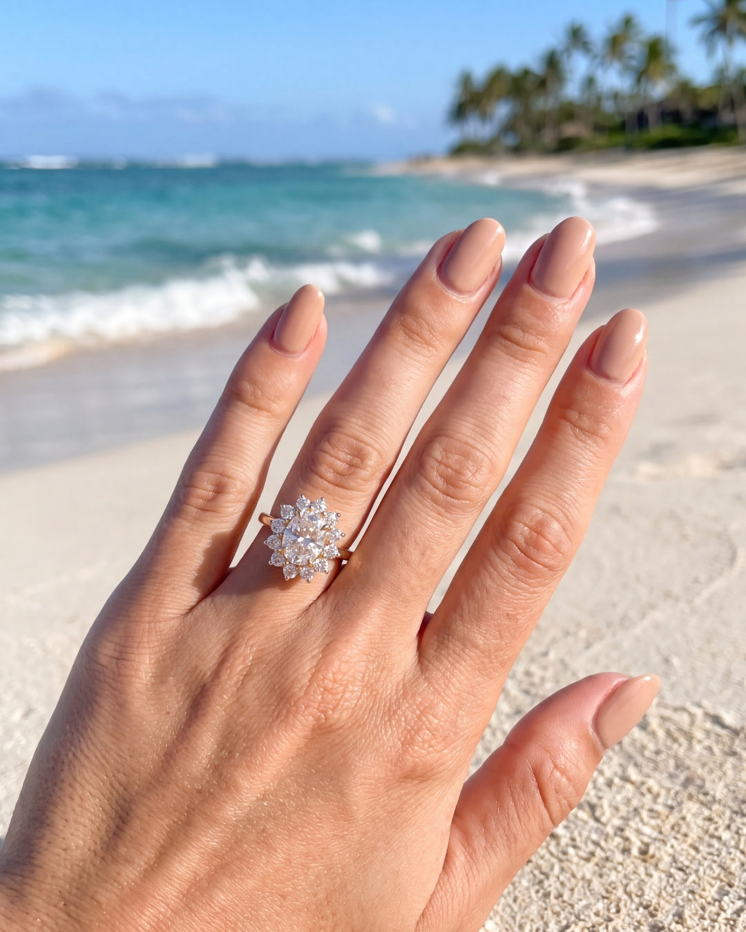 Brynn: Floral Oval Moissanite Engagement Ring