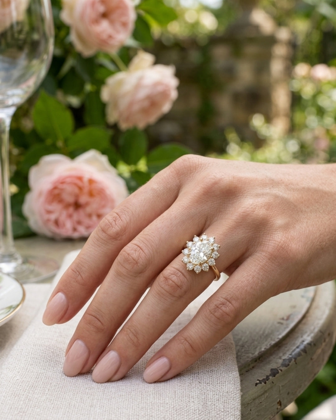 Brynn - Floral Oval Moissanite Engagement Ring