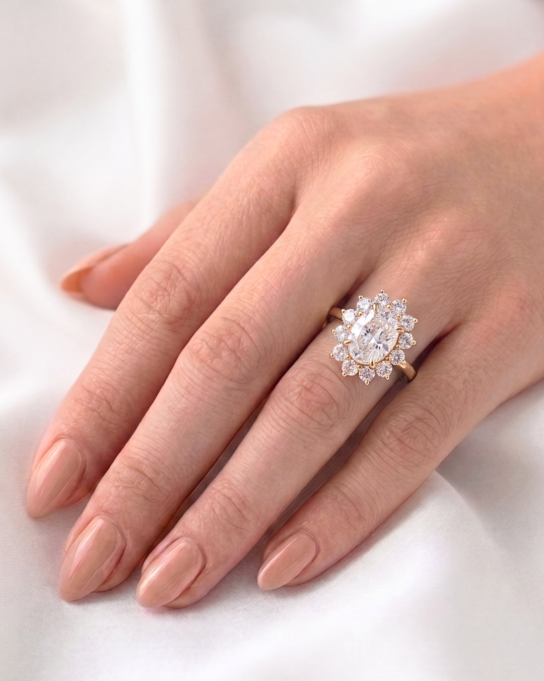 Brynn: Floral Oval Moissanite Engagement Ring